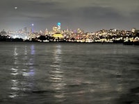 san francisco skyline from the water at night