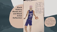 a drawing of a basketball player with the words black history month art and black art reflection