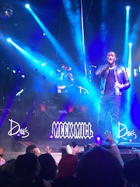 a man standing on stage at a nightclub